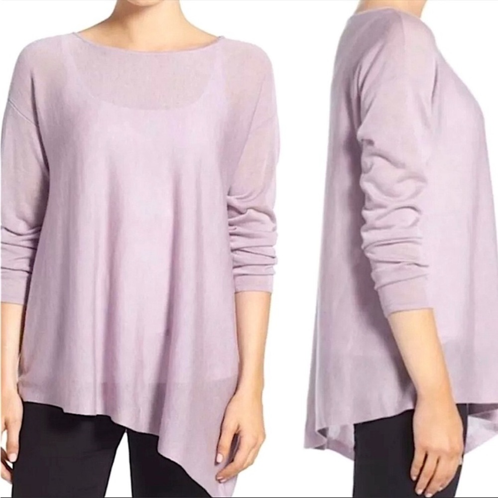 Eileen Fisher Tencel Lavender Asymmetrical Sweater